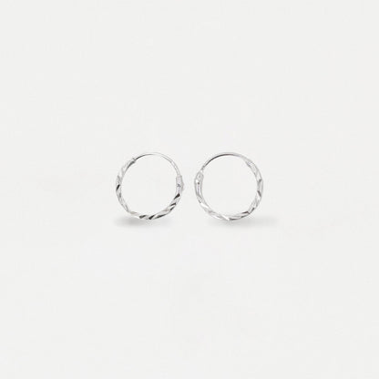 Silver Diamond Cut Twist Hoop Earrings - 8 & 10mm