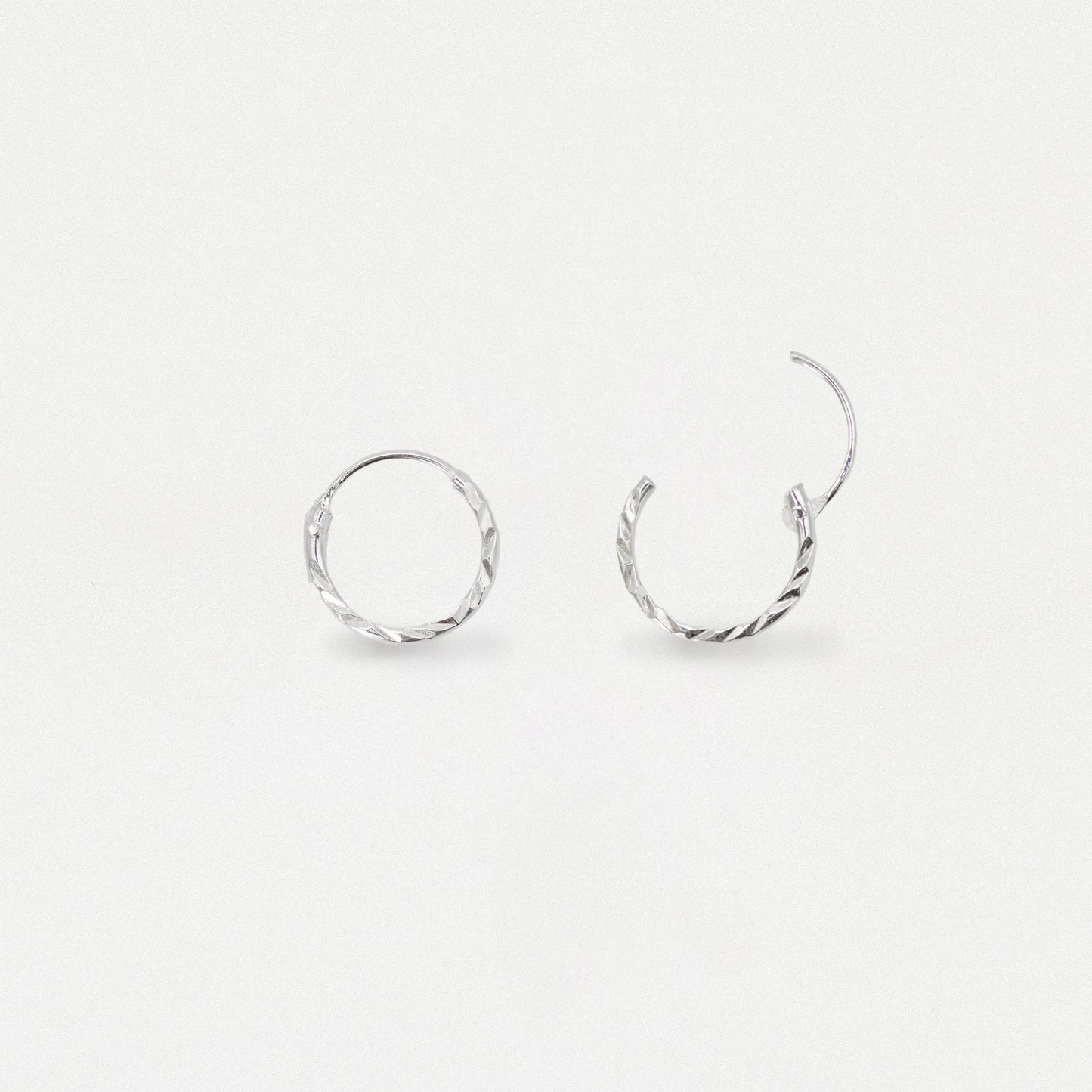 Silver Diamond Cut Twist Hoop Earrings - 8 & 10mm