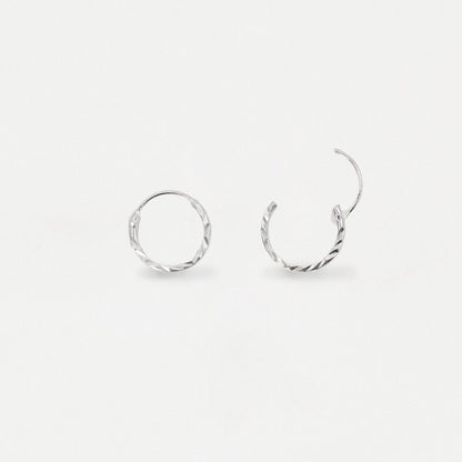 Silver Diamond Cut Twist Hoop Earrings - 8 & 10mm