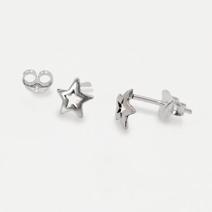 Silver Cut-Out Star Ear Studs - 5mm