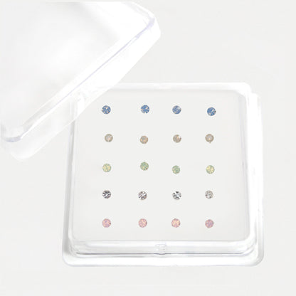 Silver Sorbet Round Bezel Nose Studs - 2mm