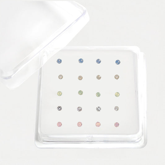 Silver Sorbet Round Bezel Nose Studs - 2mm