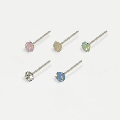 Silver Sorbet Round Bezel Nose Studs - 2mm