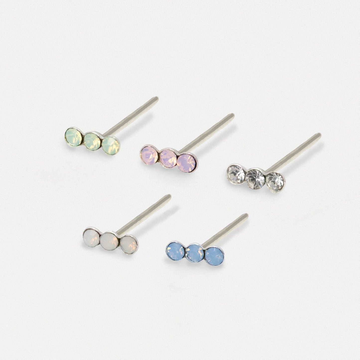 Silver Sorbet Crystal Nose Studs - 4mm, Assorted Colours