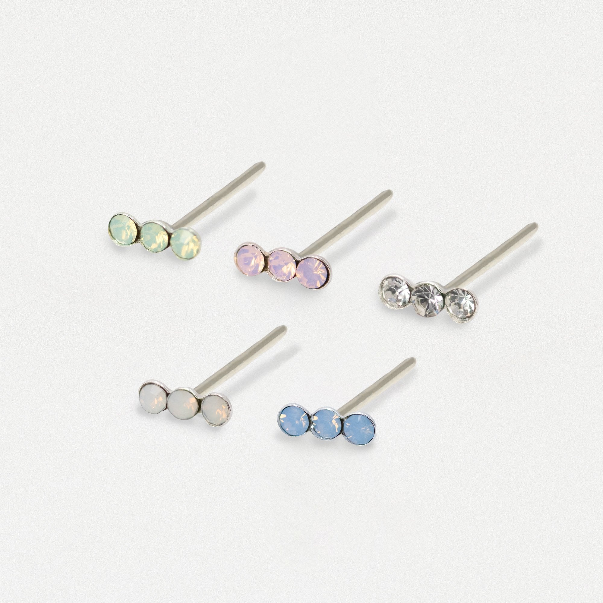 Silver Sorbet Crystal Nose Studs - 4mm, Assorted Colours