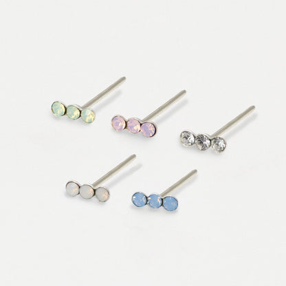Silver Sorbet Crystal Nose Studs - 4mm, Assorted Colours