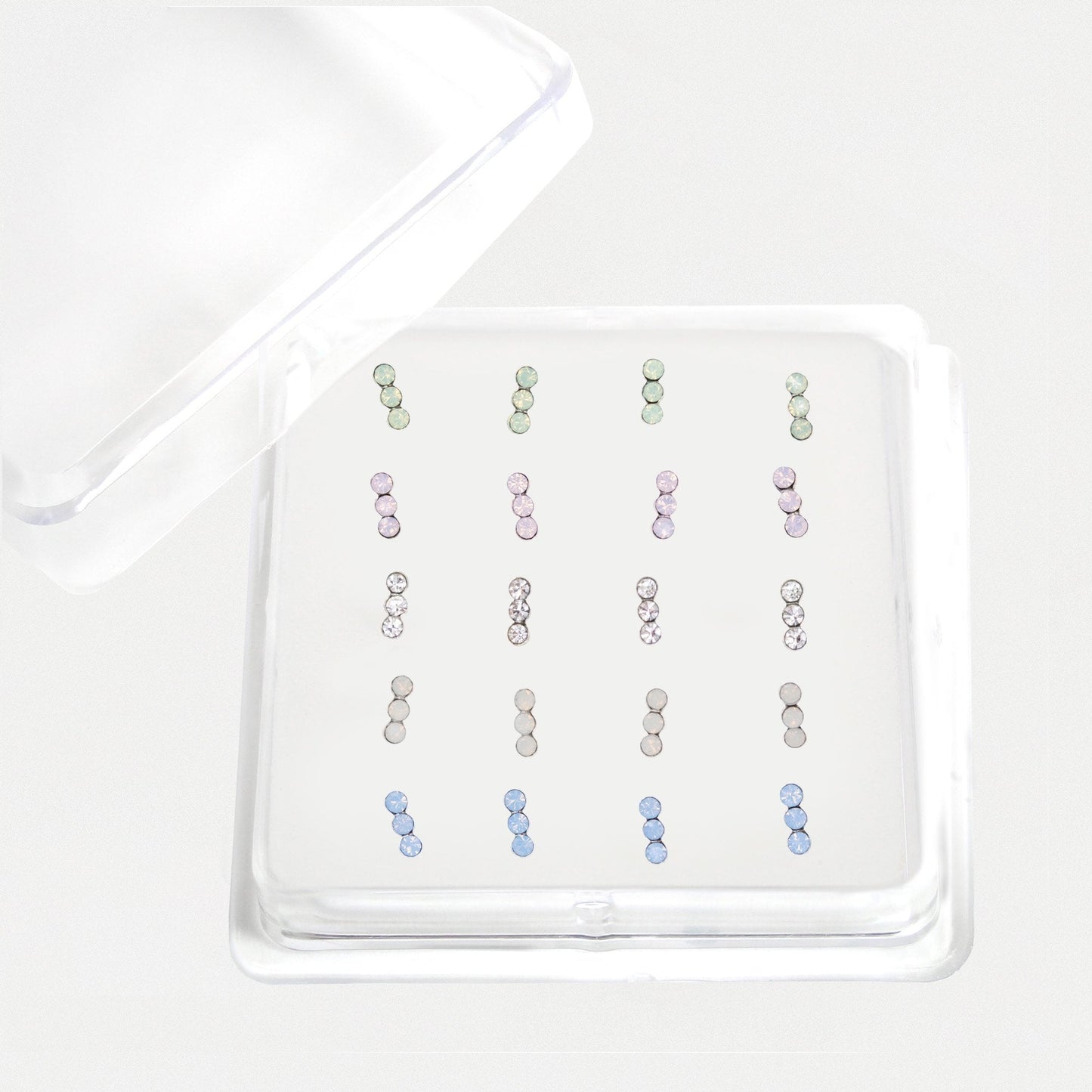 Silver Sorbet Crystal Nose Studs - 4mm, Assorted Colours