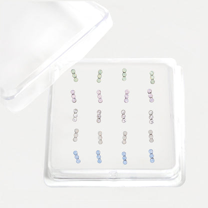 Silver Sorbet Crystal Nose Studs - 4mm, Assorted Colours