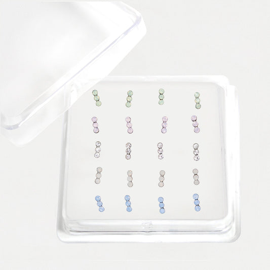 Silver Sorbet Crystal Nose Studs - 4mm, Assorted Colours