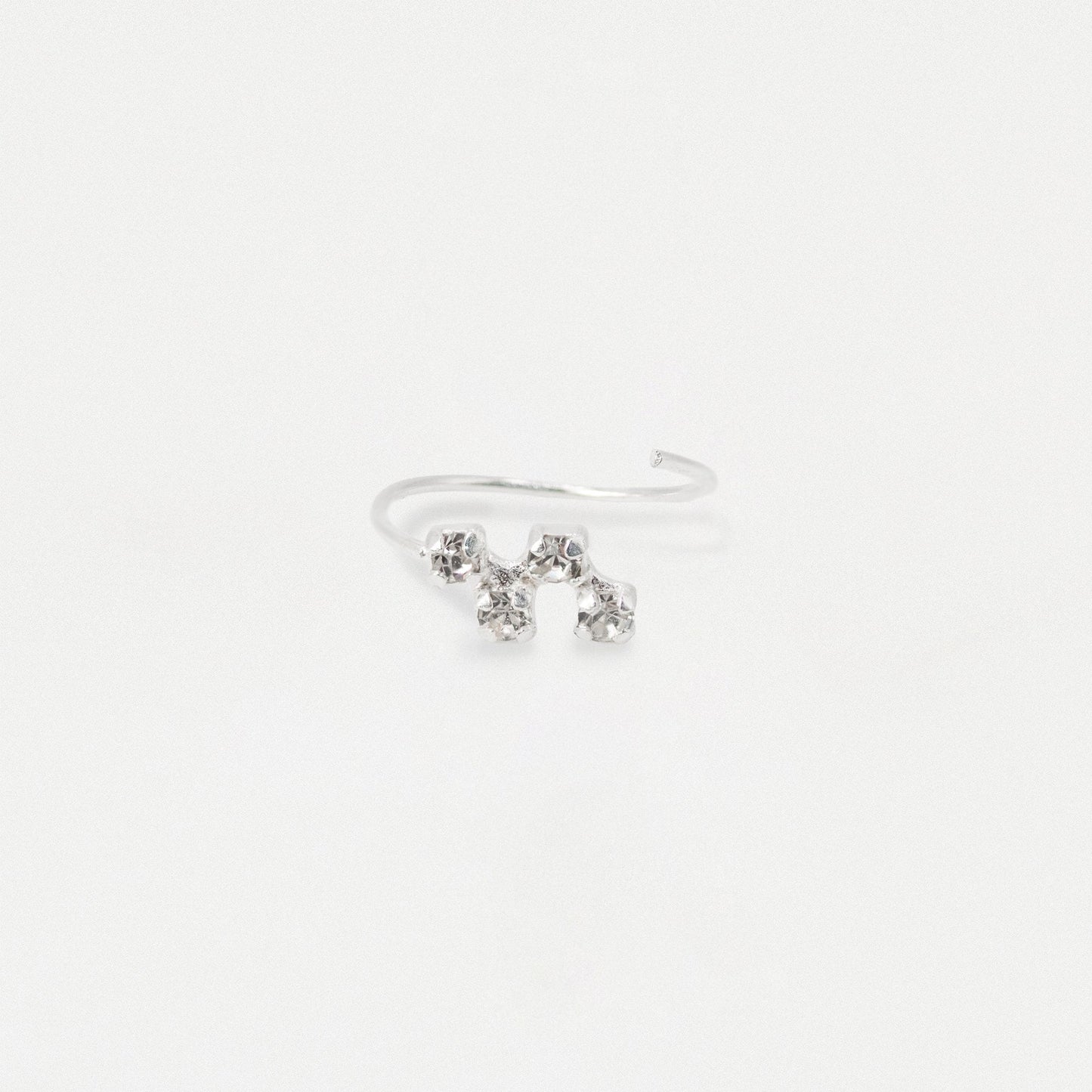 Silver Crystal Wave Zig-Zag Nose Ring - 10mm