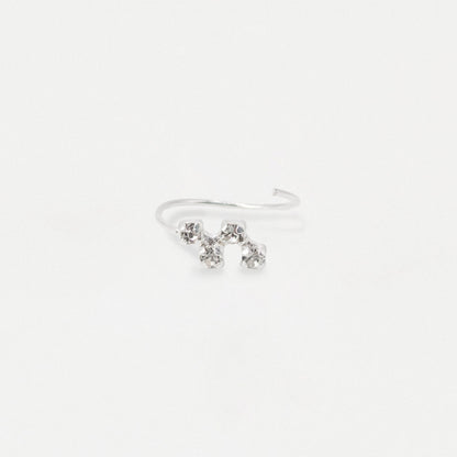 Silver Crystal Wave Zig-Zag Nose Ring - 10mm