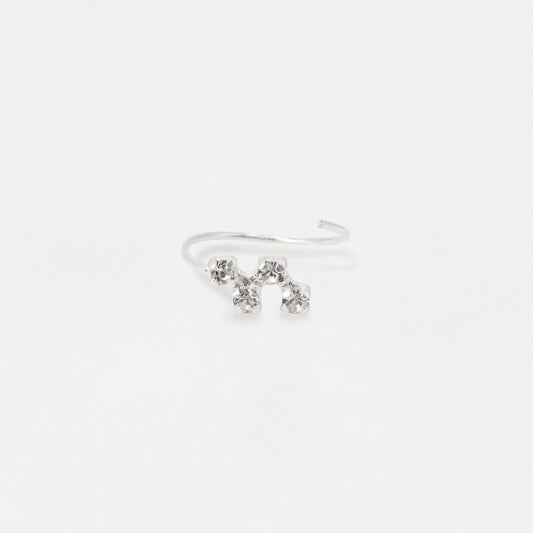 Silver Crystal Wave Zig-Zag Nose Ring - 10mm