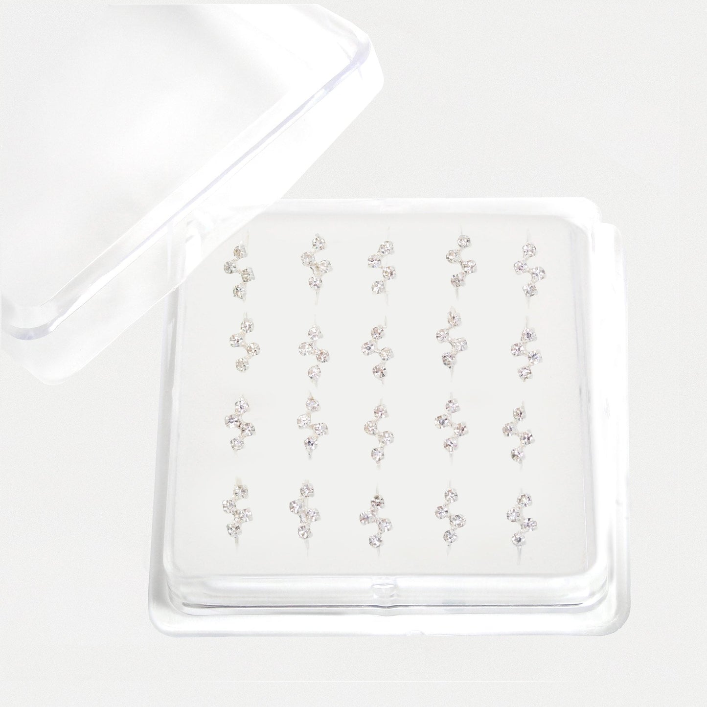 Silver Crystal Wave Zig-Zag Nose Ring - 10mm