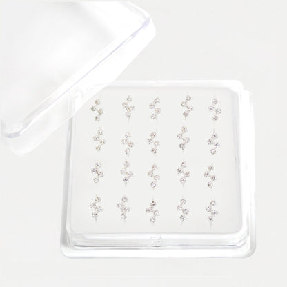 Silver Crystal Wave Zig-Zag Nose Ring - 10mm