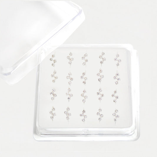 Silver Crystal Wave Zig-Zag Nose Ring - 10mm