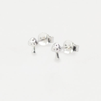Silver Micro Mushroom Ear Studs