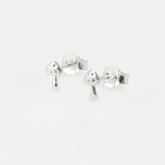 Silver Micro Mushroom Ear Studs