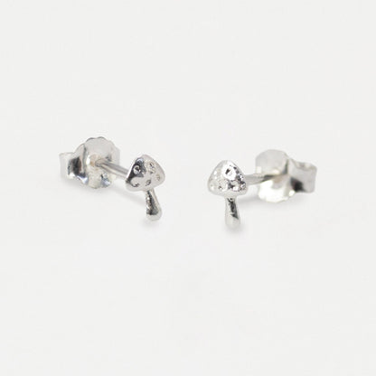 Silver Micro Mushroom Ear Studs