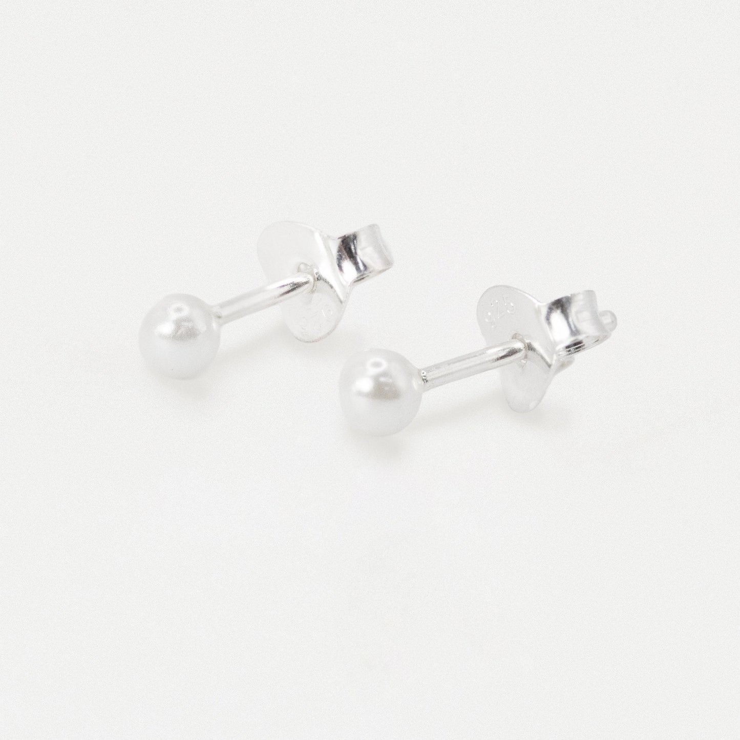 Silver Petite Pearl Stud Earrings - 3mm