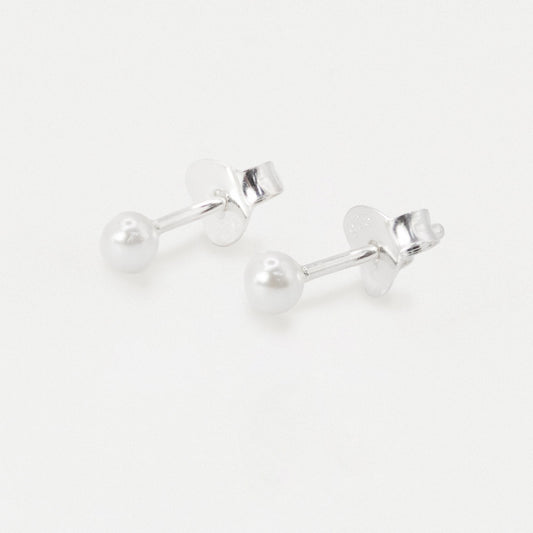 Silver Petite Pearl Stud Earrings - 3mm