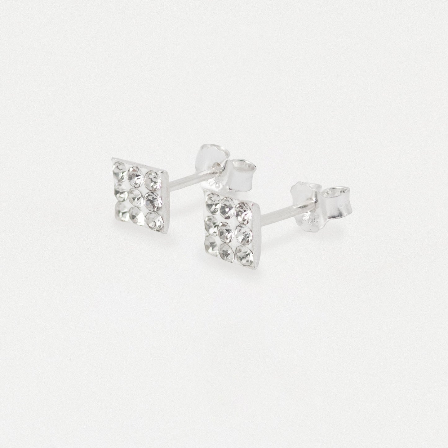 Silver Shimmer Square Stud Earrings - 5mm