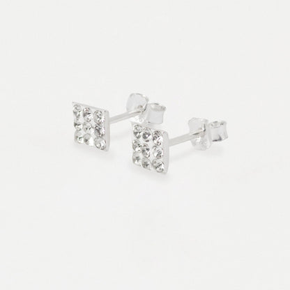 Silver Shimmer Square Stud Earrings - 5mm