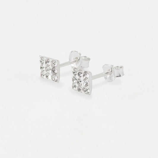 Silver Shimmer Square Stud Earrings - 5mm
