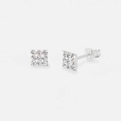Silver Shimmer Square Stud Earrings - 5mm
