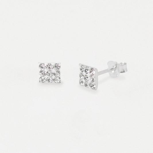 Silver Shimmer Square Stud Earrings - 5mm