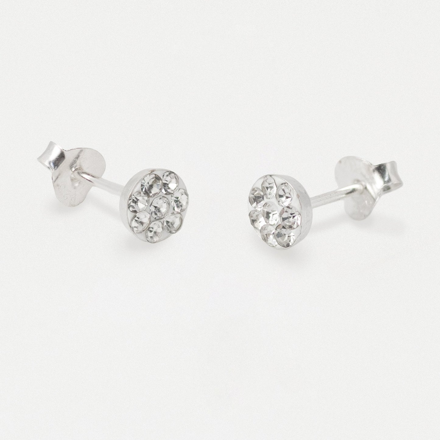 Silver Shimmer Round Stud Earrings - 5mm