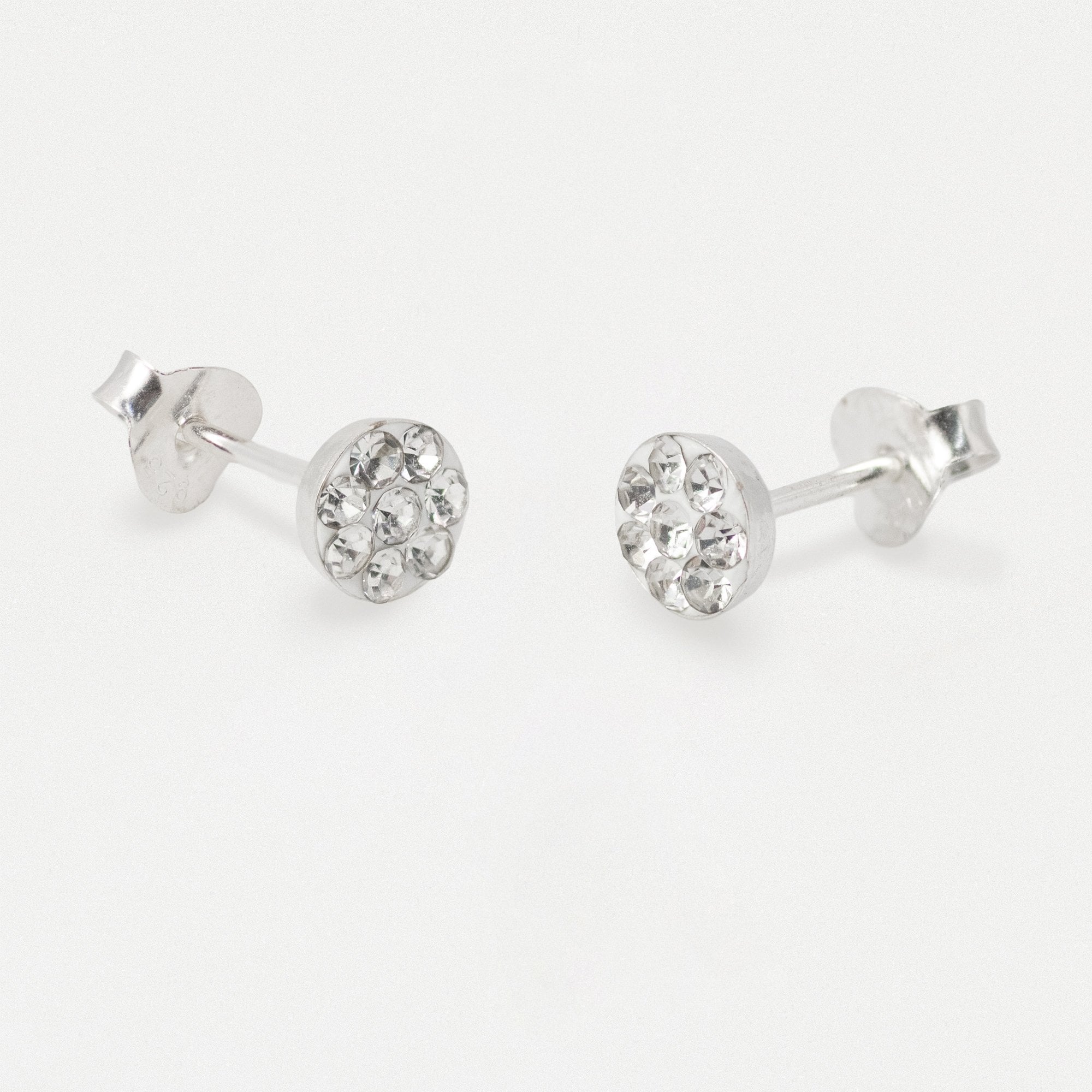 Silver Shimmer Round Stud Earrings - 5mm