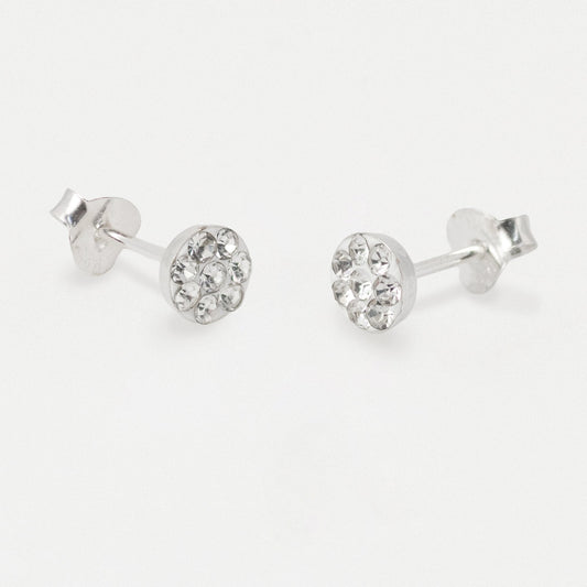 Silver Shimmer Round Stud Earrings - 5mm
