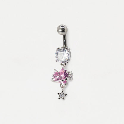 Steel Caged Heart Belly Bar