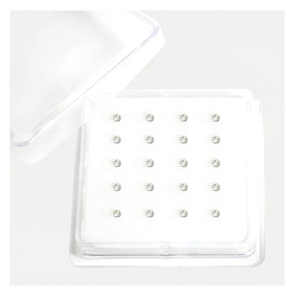 Silver Round Clawset Crystal Nose Pins - 2mm, (Single Colour Boxes)