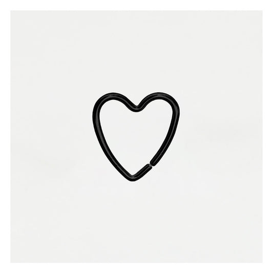 Black PVD Steel Heart Daith Ring - 12mm