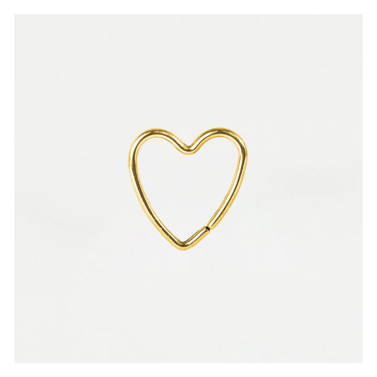 Gold PVD Steel Heart Daith Ring - 12mm