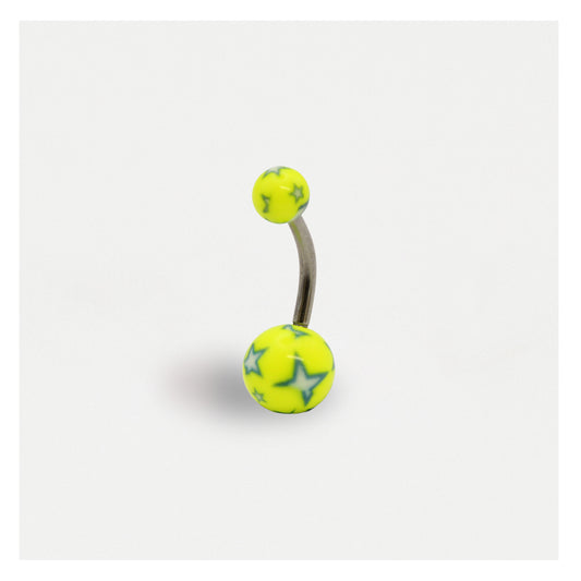 Acrylic Neon Yellow Printed Star Belly Bar