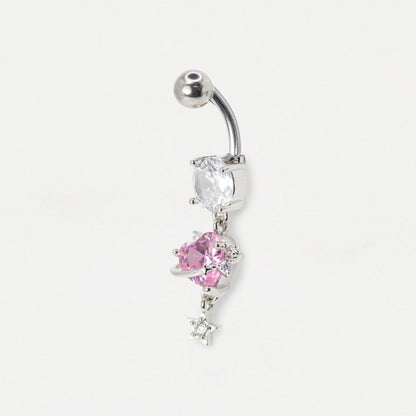 Steel Caged Heart Belly Bar