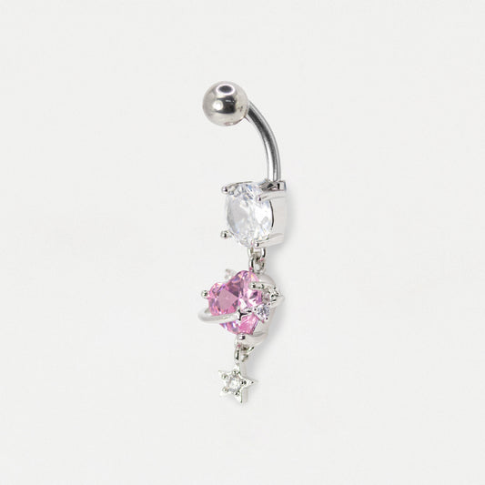 Steel Caged Heart Belly Bar