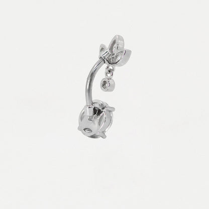 Steel & Gold PVD Steel Marquise Lotus Cluster Belly Bar