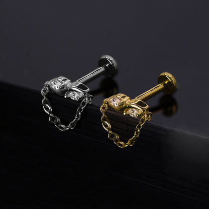 Steel Swirl & Dangle Chain Flat Back
