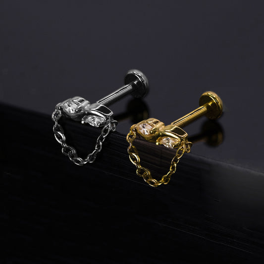 Steel Swirl & Dangle Chain Flat Back