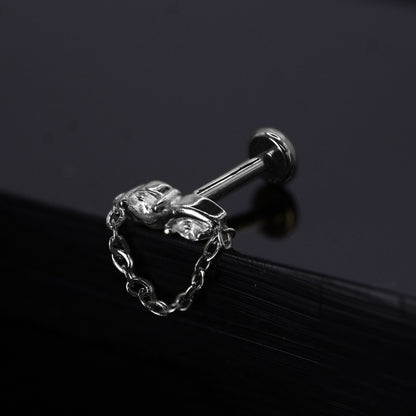 Steel Swirl & Dangle Chain Flat Back