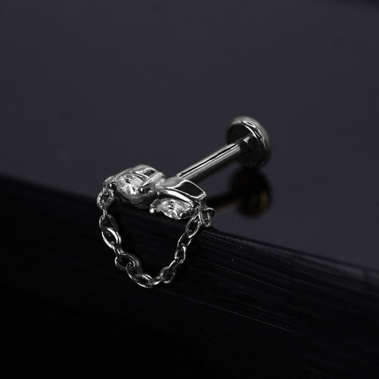 Steel Swirl & Dangle Chain Flat Back