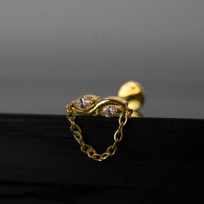Steel Swirl & Dangle Chain Flat Back