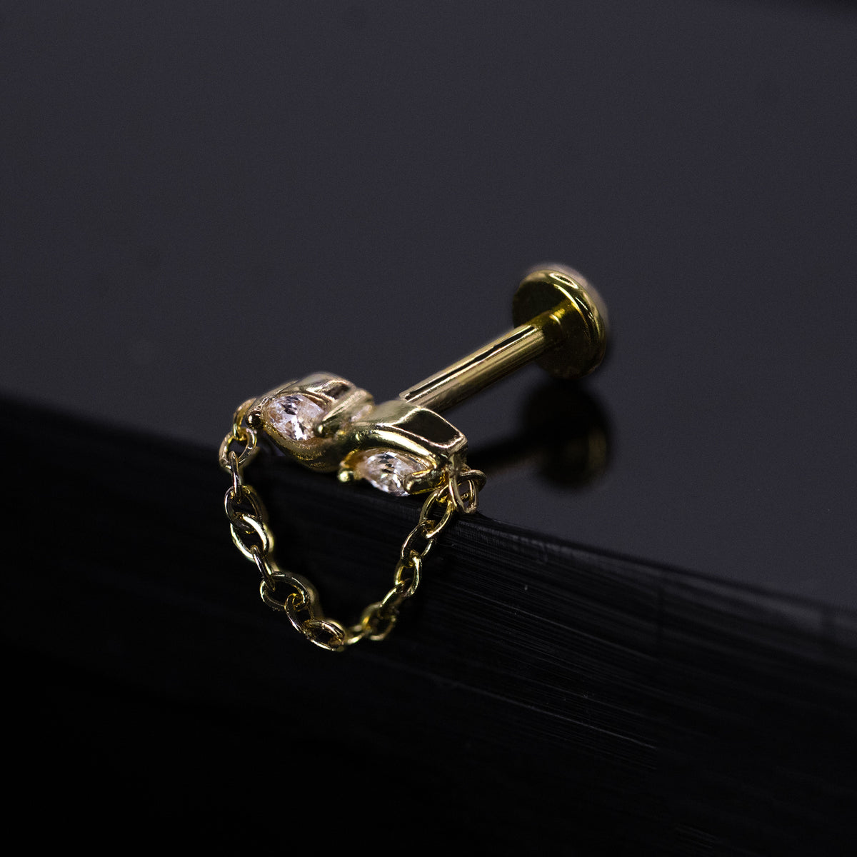 Steel Swirl & Dangle Chain Flat Back