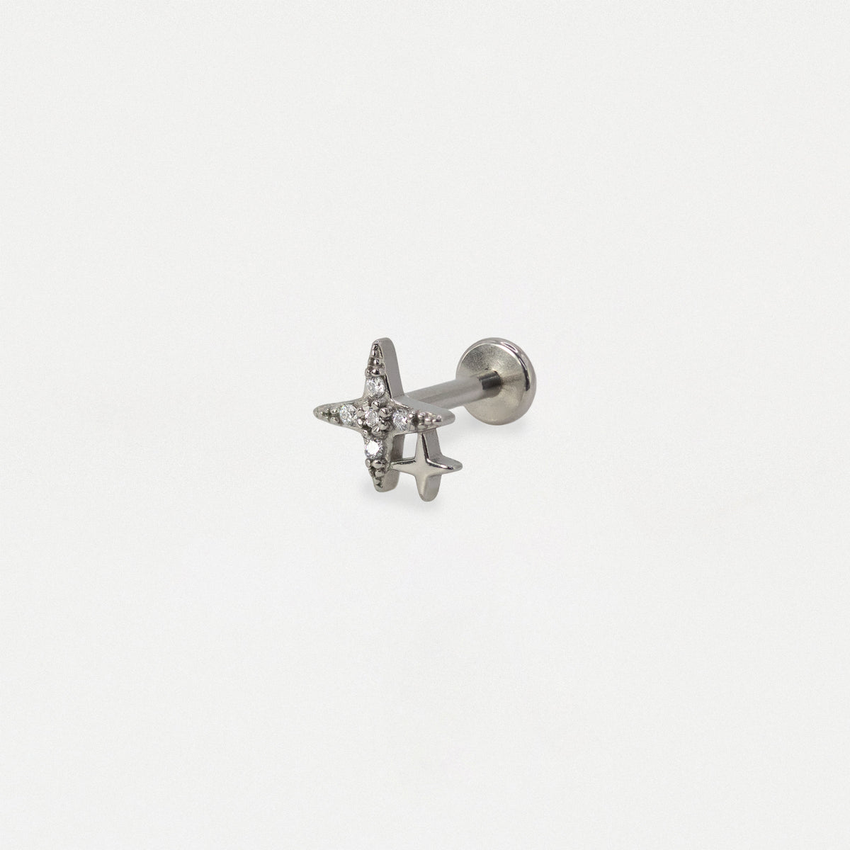 Steel Crystal Four Point Star Flat Back - Internally Threaded