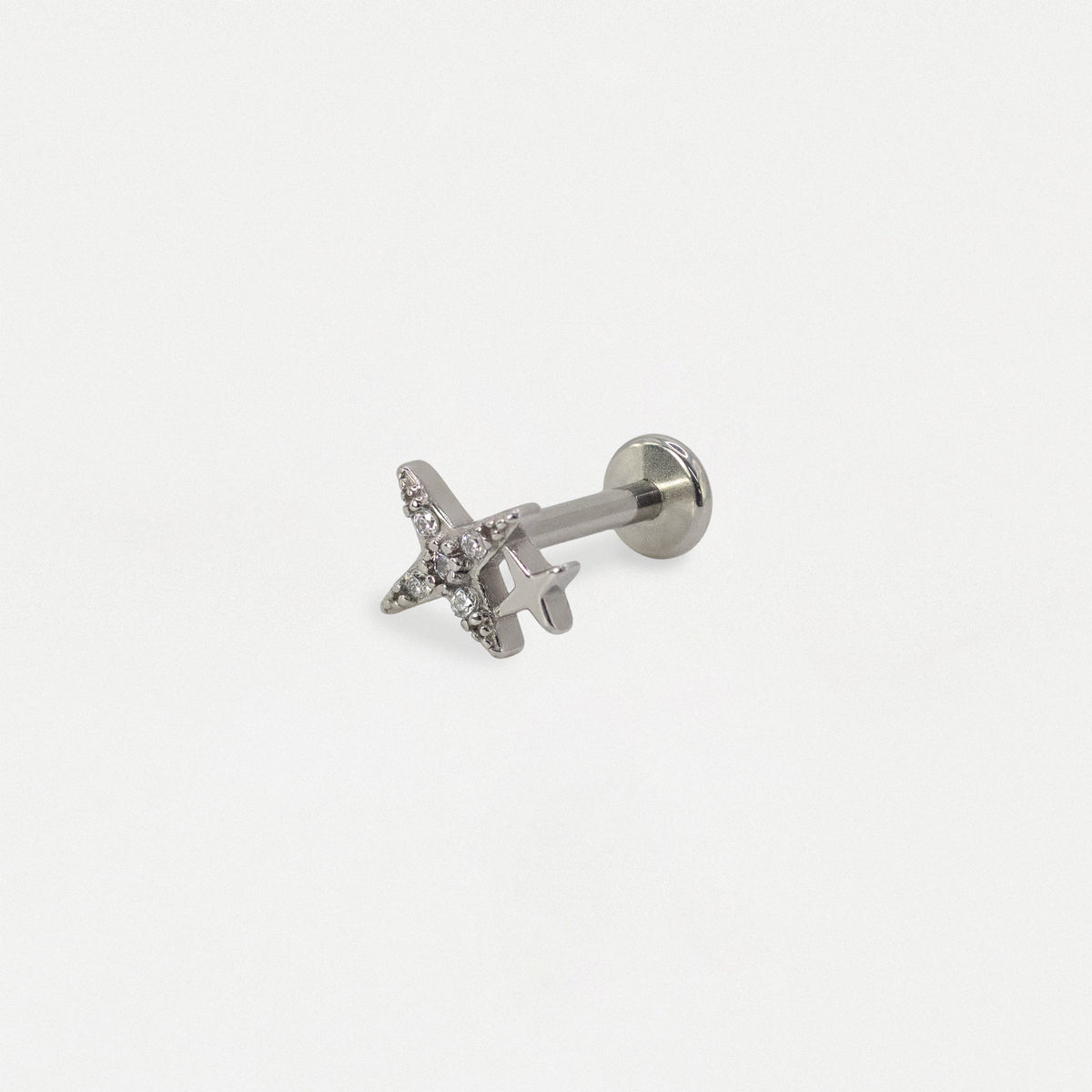 Steel Crystal Four Point Star Flat Back - Internally Threaded