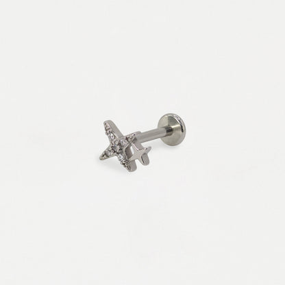 Steel Crystal Four Point Star Flat Back - Internally Threaded