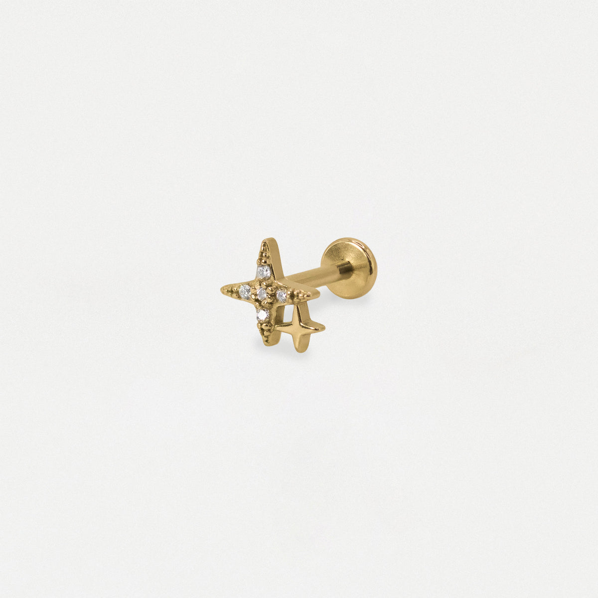 Steel Crystal Four Point Star Flat Back - Internally Threaded